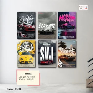 Ferrari, Bugatti, Supra, Lamborghini, Mustang Wall Art