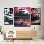 BMW M4 Racing 4-Panel Wall Art – Premium Matte Laminated HD Canvas (Waterproof PVC Board)