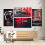Beast Mode Racing Wall Art Set – 4 Panel JDM Car & Tiger Canvas | Matte Laminated HD Print