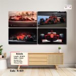 Ferrari Formula 1 Racing Car Wall Art Set – High-Speed Motorsport 4 Panel Canvas | Premium Matte HD Print