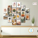 Modern Abstract Botanical Multi Panel Wall Art | Premium Matte Laminated HD Print | Waterproof 3mm PVC Board Wall Decor | Ready to Hang | Living Room Bedroom Office Decoration (Code 106)