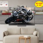 Yamaha Racing Superbike 5-Panel Wall Art – HD Matte Laminated PVC Wall Decor (Set Code: B-198)