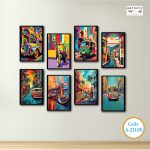 Colorful Vintage Vehicle & Street Wall Art Set – Modern Multi Panel PVC Wall Decor (A-211B)