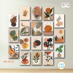 Modern Abstract Botanical Wall Art Set of 20 Panels | HD Printed Canvas with Premium Matte Lamination | Waterproof 3mm PVC Board Wall Decor | Ready to Hang for Living Room, Bedroom & Office (Code A-212)