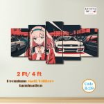 Zero Two "Cyber-Drive" | Premium 5-Panel Anime Wall Art Set