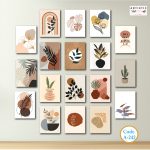 Modern Abstract Botanical Wall Art Set of 20 Panels | HD Printed Canvas with Premium Matte Lamination | Waterproof 3mm PVC Board Wall Decor | Ready to Hang | Living Room Bedroom Office Decoration (Code A-242)