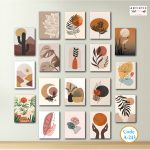 Modern Abstract Botanical Wall Art Set of 20 Panels | Premium Matte Laminated HD Print | Waterproof 3mm PVC Board Wall Decor | Ready to Hang for Living Room, Bedroom & Office (Code A-242)