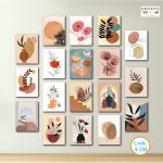 Modern Abstract Botanical Wall Art Set – Minimalist Nature Canvas Prints with Premium Matte Lamination | Waterproof PVC Wall Panels | Ready to Hang (Code: A-244)