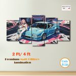 Zero Two "Neon Night" Cyber-Aesthetic | Premium 5-Panel Anime Wall Art Set