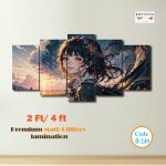 Tanjiro Kamado "Midnight Breathing" | Premium 5-Panel Anime Wall Art Set