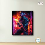 Code A-260 Neon Vanguard – Cyberpunk Tactical PVC Wall Art (Premium Matte Finish)