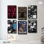 Hip Hop Rapper Poster Set of 6 | Music Artist Wall Art Prints | Premium Matte Laminated HD Posters on 3mm PVC Board | Modern Aesthetic Room Decor for Bedroom, Studio & Living Room (Code C-30)