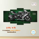 Kawasaki Ninja H2 5-Panel Wall Art – Premium HD Split Canvas Design (B-453)