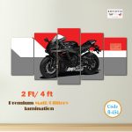 Yamaha R1 Superbike 5-Panel Wall Art – Premium HD Vector Design (Code B-454)