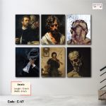 Vintage Classic Portrait Wall Art – 6 Panel HD Canvas Wall Decor (10×8 Inch Each) Matte Laminated Waterproof PVC | Code C-47