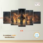 Epic Pirate Ship Naval Battle Wall Art – 5-Panel Premium Matte HD Print (Assassin’s Creed Style)