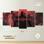 God of War Kratos "Ghost of Sparta" Crimson 5-Panel Wall Art – Premium Matte HD Print