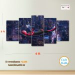 Spider-Man & Iron Man "Legacy" Cityscape – 5-Panel Premium Matte PVC Wall Art Set (Code B-606)
