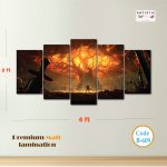 Burning Great Tree Fantasy Landscape – 5-Panel Premium Matte PVC Wall Art Set (Code B-609)