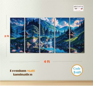 Midnight Pagoda Forest - 5-Panel Premium Enchanted Wall Art (Code: B-649)