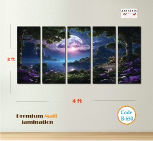 Lunar Garden Oasis - 5-Panel Premium Dreamscape Art (Code: B-650)