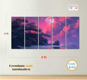 Midnight Blossom Retreat - 5-Panel Premium Dreamscape Art (Code: B-652)
