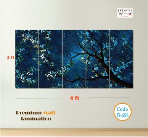 Midnight Blossom Canopy - 5-Panel Premium Floral Wall Art (Code: B-658)