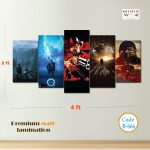 Ultimate Gaming Legends Mashup – 5-Panel Premium Matte PVC Wall Art Set (Code B-666)