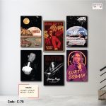 Iconic Legends Wall Art Set – 6-Piece Premium Rock & Alternative Series (Code: C-75)