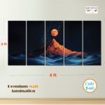 Blood Moon Mountain – Premium Multi-Panel Canvas