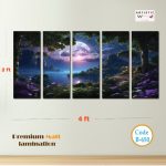 "Midnight Shore" 5-Piece Split Canvas – HD Matte PVC Decor